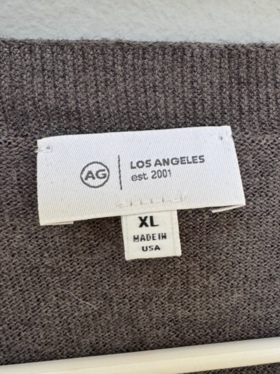 BRAND NEW AG Jeans Brown Classic Long Sleeve V Neck Sweater XL - Picture 3 of 10
